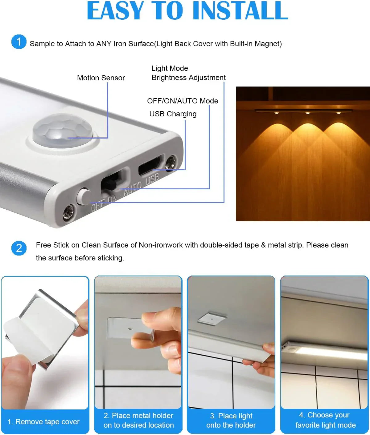 Wireless Motion Sensing Adhesive Lights